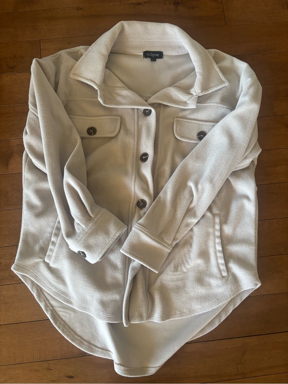 Eclipse Cream Button-Front Teddy Shacket
